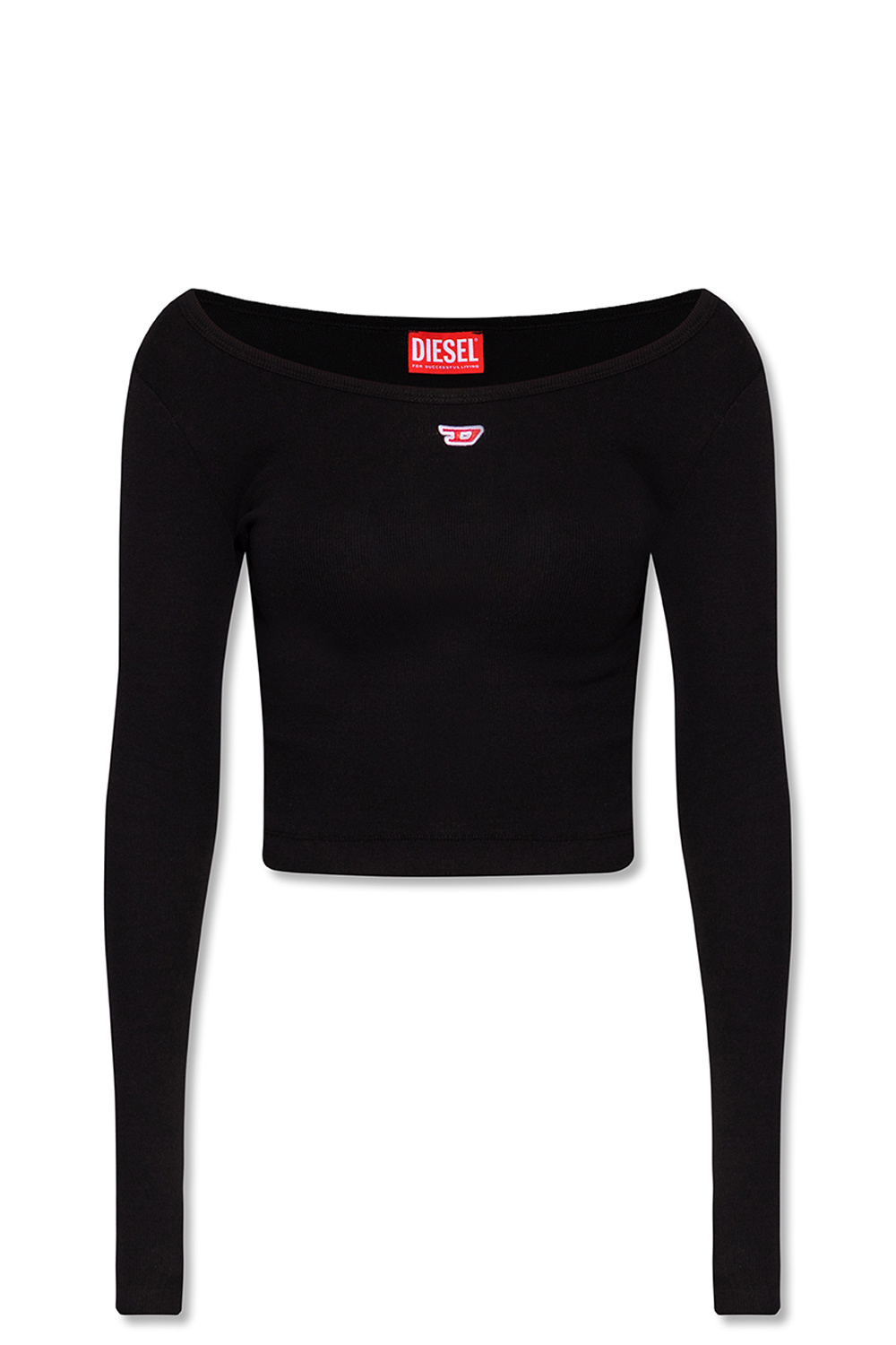 DIESEL｜T-Ballet-D Dロゴリブカットソー　ブラック　美品 T-BALLET-D Woman: Long-sleeve top with embroidered D patch